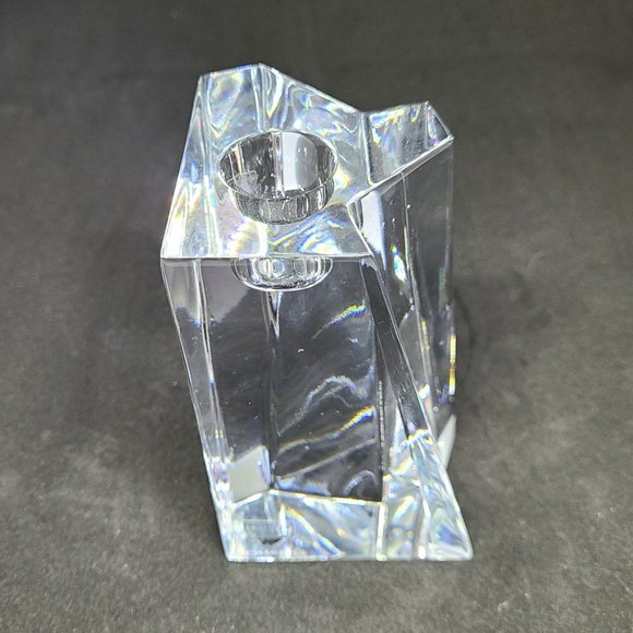 Orrefors Sweden abstract shape clear glass crystal candleholder/candlestick. - Picture 1 of 9